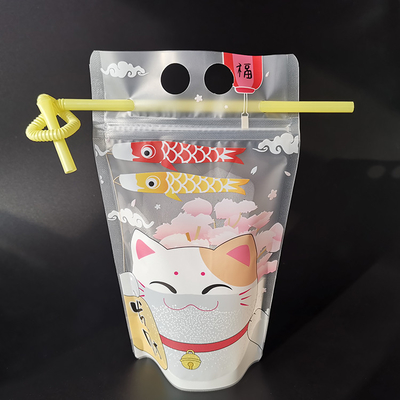 ซื้อ กระเป๋าเครื่องดื่มแบบยืนขึ้นแบบใสๆ มีรูแขวนและสับสี online manufacture