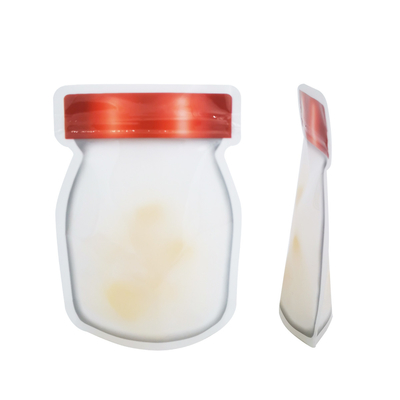 ซื้อ กระเป๋าสะพาย Ziplock ที่ทําตามความต้องการ สามารถปิดใหม่ได้ กระป๋อง Mason รูปทรงยืนขึ้น กระเป๋าสะพายที่สามารถนําไปใช้ใหม่ได้พร้อมหน้าต่างสําหรับการเก็บอาหาร, อาหารว่าง online manufacture