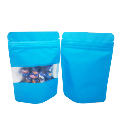 ซื้อ Sky Blue Design Matte Soft Touch Surface Resealeable Stand Up Mylar กระเป๋าเก็บอาหารพร้อมหน้าต่างสําหรับเก็บอาหารว่าง online manufacture