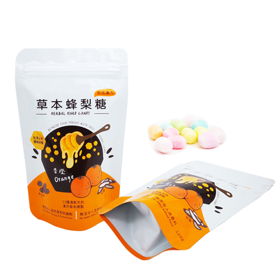 ซื้อ กระเป๋าสตางค์ซิปเปอร์ยืนขึ้น Mylar พิมพ์ตามสั่งสําหรับการบรรจุอาหารหวาน online manufacture
