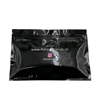 ซื้อ พิมพ์ตามสั่ง ดําหน้าใส หลังเงิน โฟลยโอลีน Lay Flat Zipper กระเป๋า Mylar สําหรับการประมง online manufacture