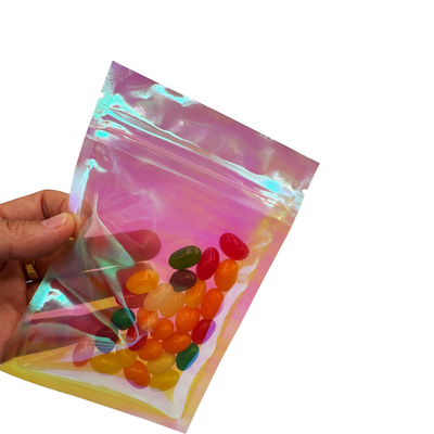 ซื้อ กระเป๋าสะพายสีชมพูสีสายรุ้ง Holographic Flat Zipper Bag 3 ด้าน กระเป๋าสะพายปิดสําหรับบรรจุอาหาร, ของเสริม, เครื่องสําอาง online manufacture