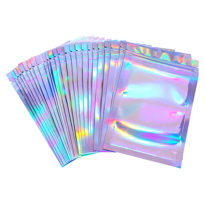 ซื้อ 4x6 นิ้ว Flat Re-sealable Holographic Ziplock Bags กระเป๋า Mylar สําหรับขนมหวาน, พืชผัก, ดอกไม้, ชา, อาหาร, อุปกรณ์เสริมบรรจุ online manufacture