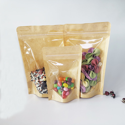 ซื้อ Matt Lamination Zipper Heat Seal Kraft Stand Up Bags With Window Digital Printing สําหรับกระเป๋าบรรจุอาหาร online manufacture