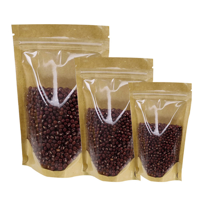 ซื้อ ใส หน้า หลัง ยืนขึ้น สามารถปิดใหม่ กระดาษ Kraft กระเป๋า Ziplock สําหรับอาหาร มะเขือเทศแห้ง ใบชา การบรรจุ online manufacture